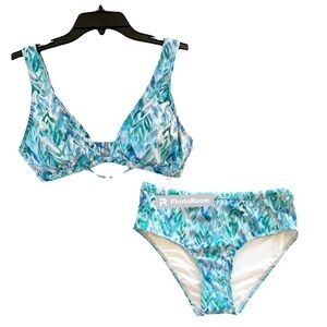 Splendid Graffiti Hearts RSC Halter Top and High Waist Bottom Bikini NWT